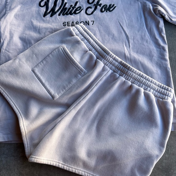 overcast white fox oversize shirt and lounge short set - Picture 8 of 8